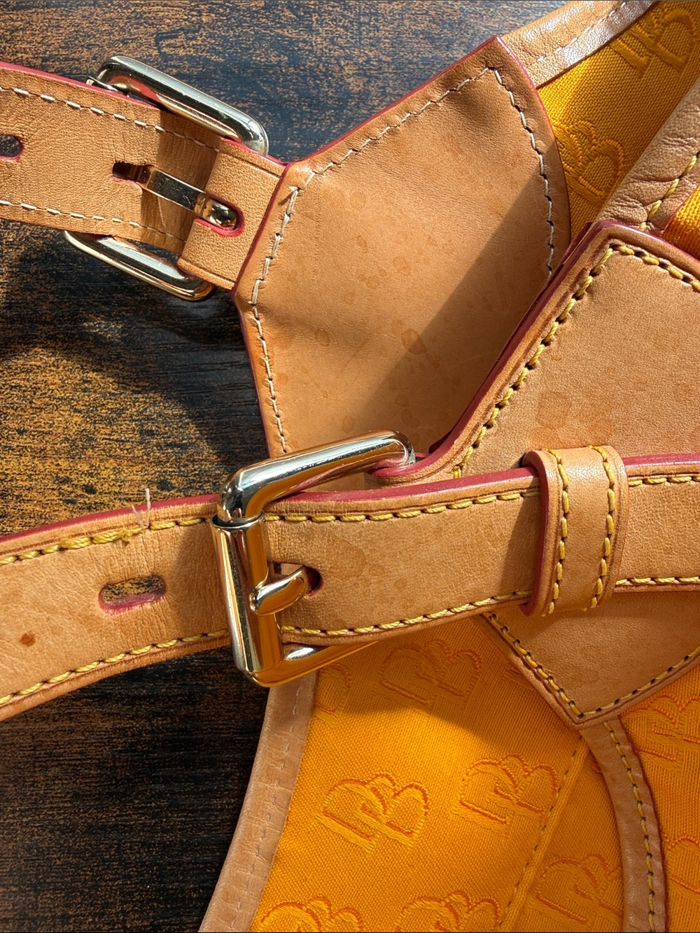 Dooney & Bourke Yellow Shoulder Tote with Tan Leather Trim - Picture 7 of 16